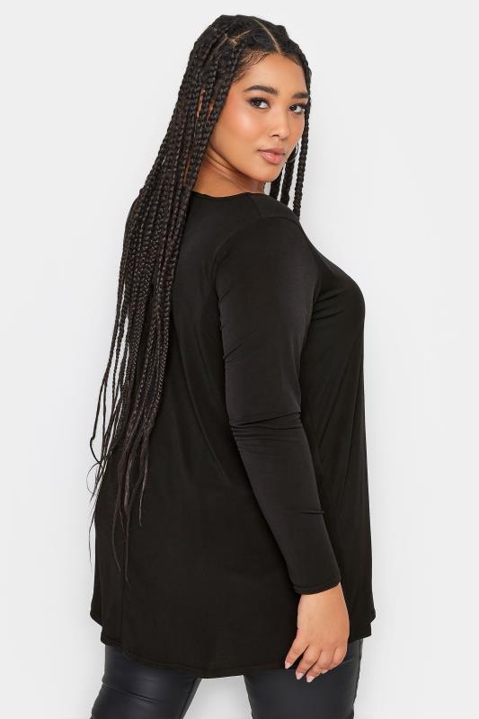 LIMITED COLLECTION Plus Size Black Half Mesh Sleeve Swing Top | Yours Clothing 5
