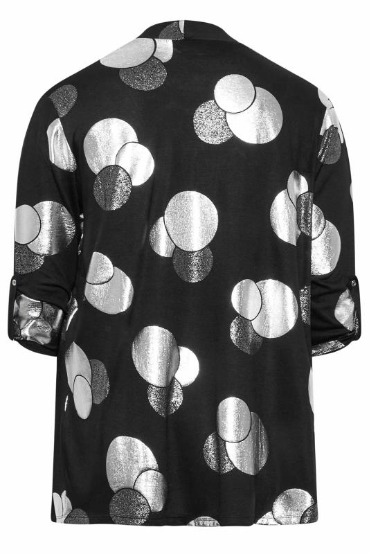 Plus Size Black Foil Spot Print Cardigan | Yours Clothing 7