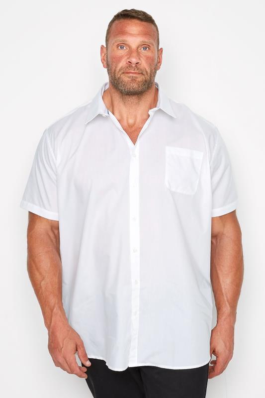 Großen Größen  D555 White Basic Short Sleeve Shirt