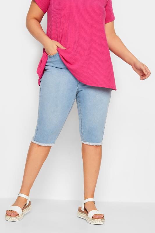 YOURS Plus Size Curve Light Blue AVA Shorts | Yours Clothing  1