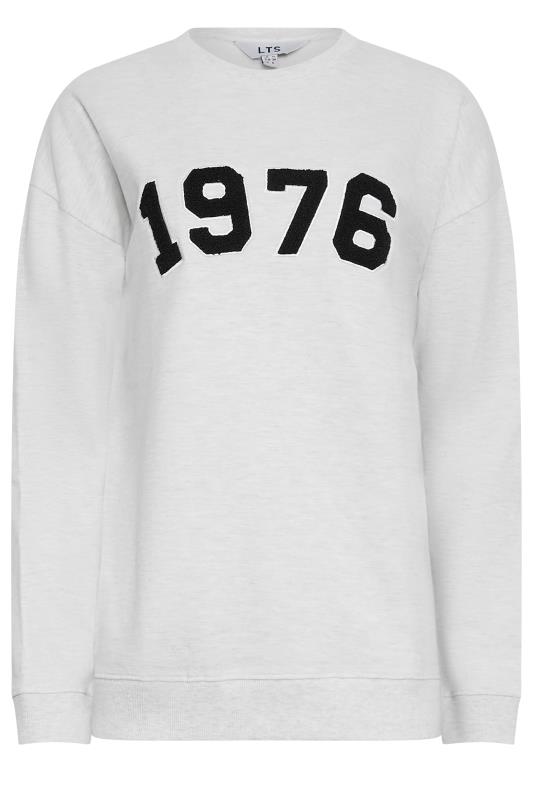 LTS Tall Light Grey '1976' Slogan Sweatshirt | Long Tall Sally 7