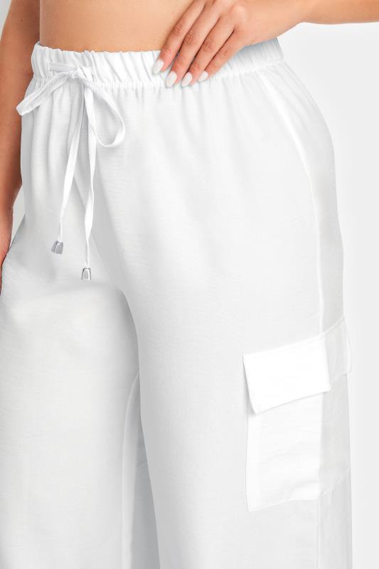 YOURS Plus Size Ivory White Linen Look Cargo Trousers | Yours Clothing 4