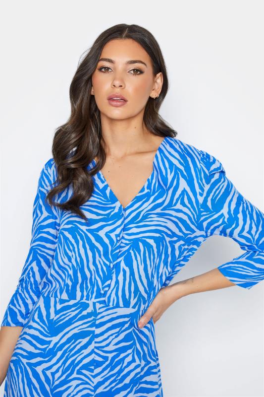 Tall Women's LTS Bright Blue Zebra Print Tea Dress | Long Tall Sally 4