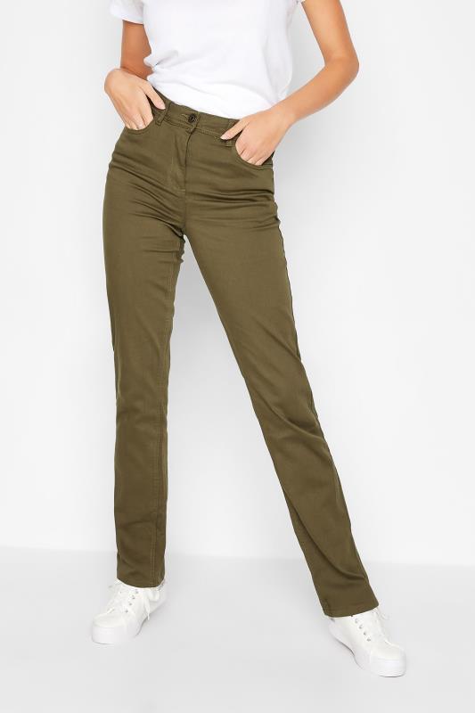 Tall Women's Khaki Green IVY Straight Leg Jeans | Long Tall Sally  1