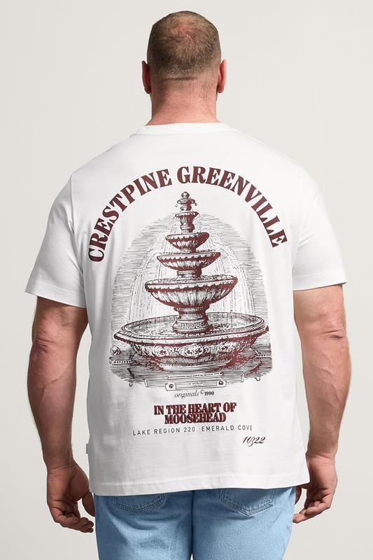 JACK & JONES Big & Tall White Crew Neck Back Graphic Tee | BadRhino 2