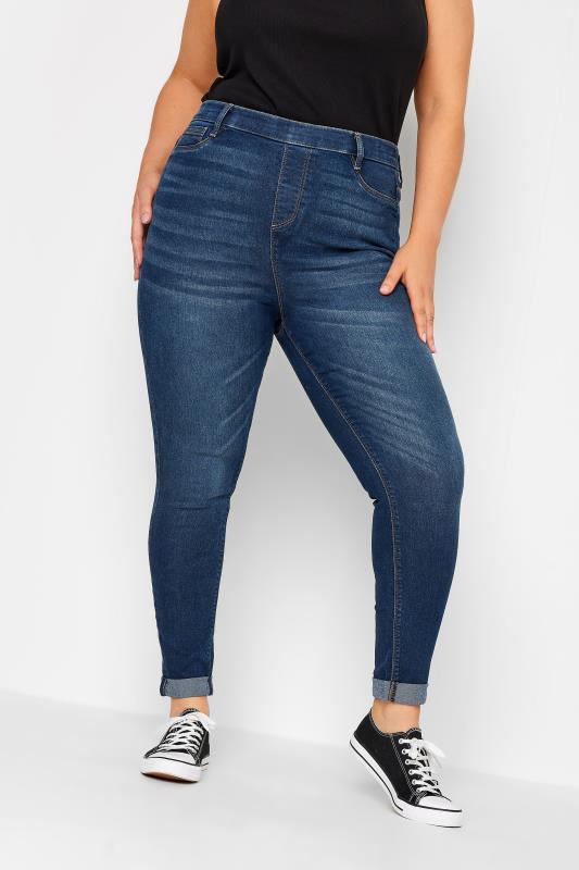 YOURS Curve Mid Blue GRACE Turn Up Jegging 1