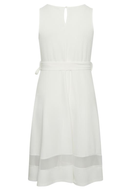 YOURS LONDON Plus Size White Mesh Panel Skater Dress | Yours Clothing 7