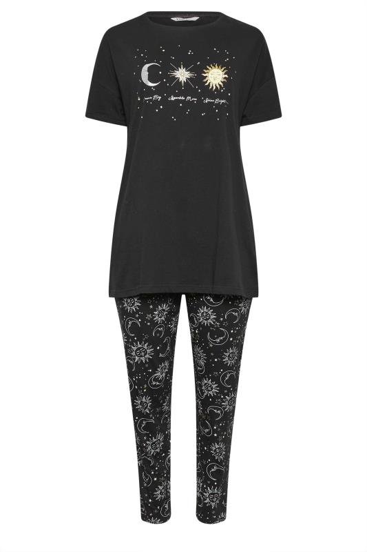 YOURS Plus Size Black Star & Moon Print Pyjama Set | Yours Clothing 5