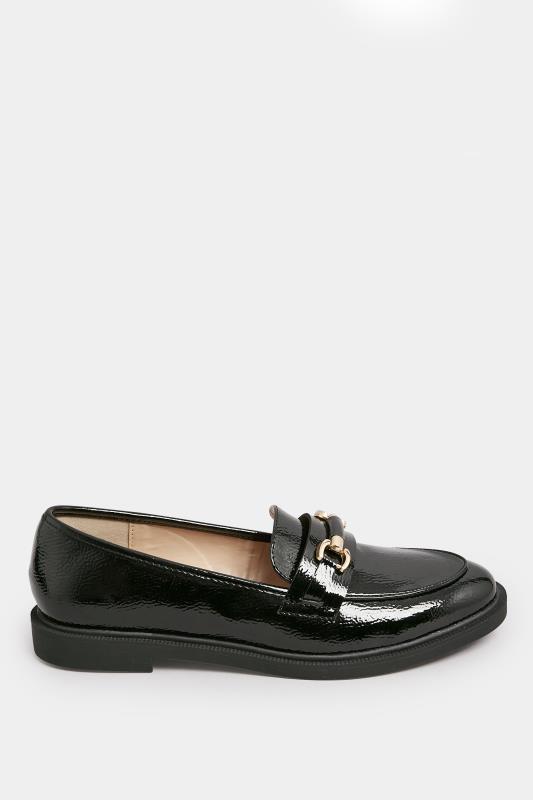 Black Patent Chain Detail Loafer In Wide E Fit & Extra Wide EEE Fit | Yours Clothing 3
