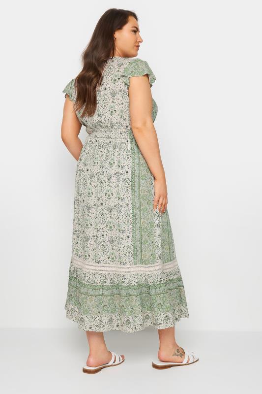 YOURS Plus Size Green Floral Print Crinkle Maxi Dress | Yours Clothing 2