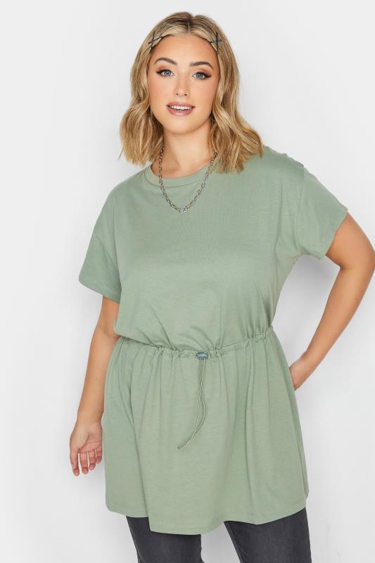 LIMITED COLLECTION Plus Size Green Toggle Tunic Top | Yours Clothing 1