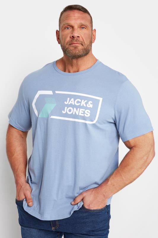 JACK & JONES Denim Blue Logan T-Shirt | BadRhino  1