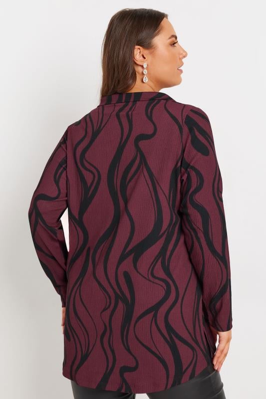 YOURS Plus Size Burgundy Red Swirl Print Textured Shirt | Yours Clothing  3