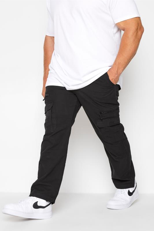 Men's Cargo Trousers KAM Big & Tall Black Cargo Trousers