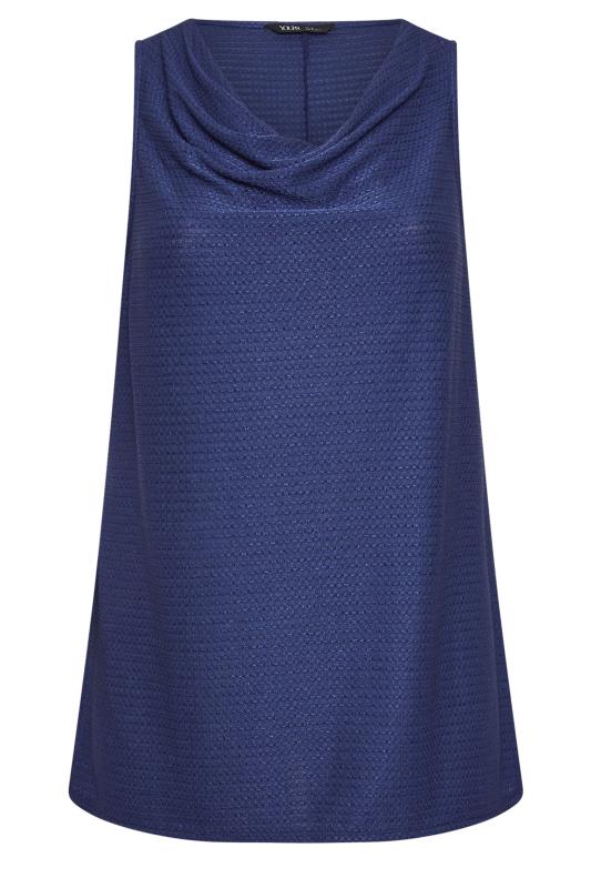 LIMITED COLLECTION Plus Size Blue Textured Cowl Neck Top 5