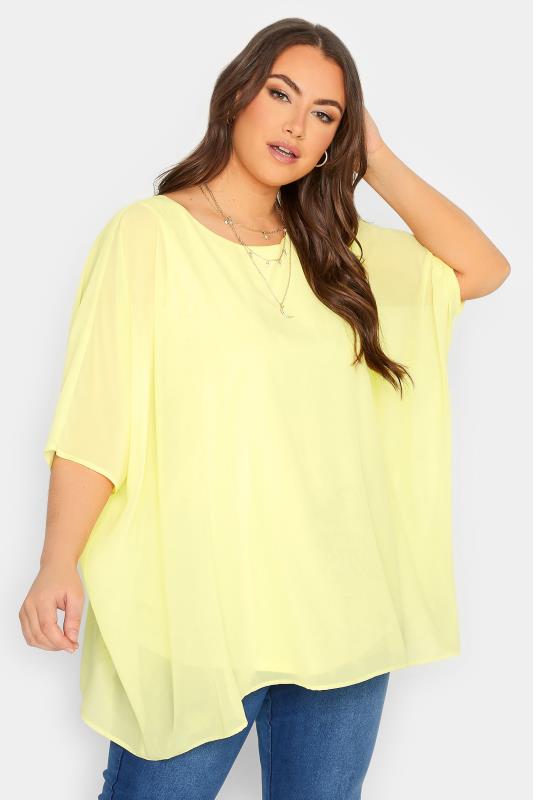 YOURS LONDON Plus Size Curve Yellow Cape Top | Yours Clothing 1