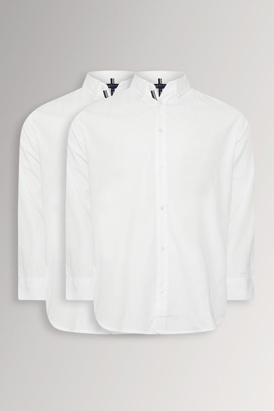  BadRhino Big & Tall LOT DE 2 chemises à manches longues blanches en popeline