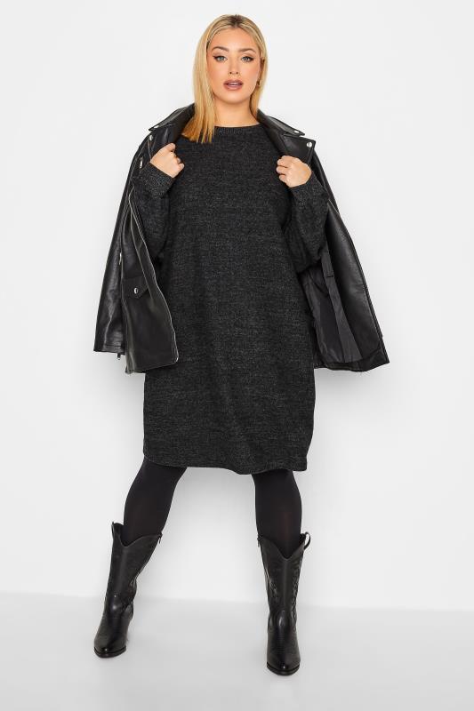 YOURS Plus Size Black Soft Touch Jumper Dress | Yours Clothing 2