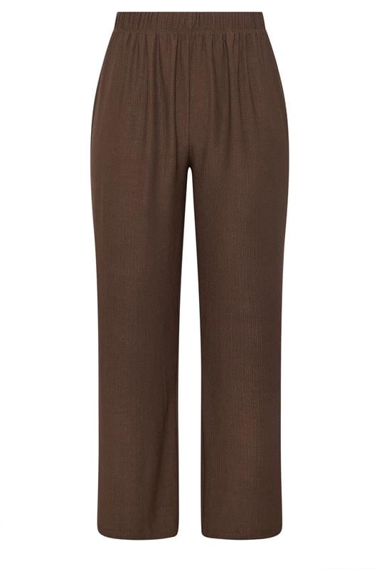 LIMITED COLLECTION Plus Size Brown Textured Wide Leg Trousers | Yours Clothing 6