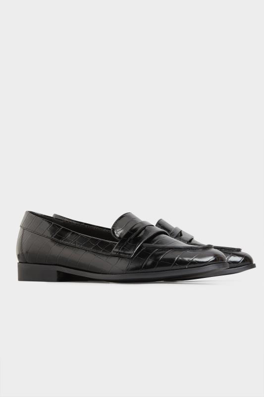 LTS Black Slip On Croc Loafers In Standard D Fit | Long Tall Sally 4