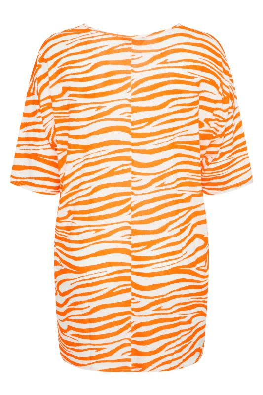 Plus Size Orange Zebra Print Oversized T-Shirt | Yours Clothing 6