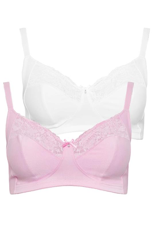 YOURS Plus Size 2 PACK Pink & White Non-Padded Non-Wired Bras | Yours Clothing 7