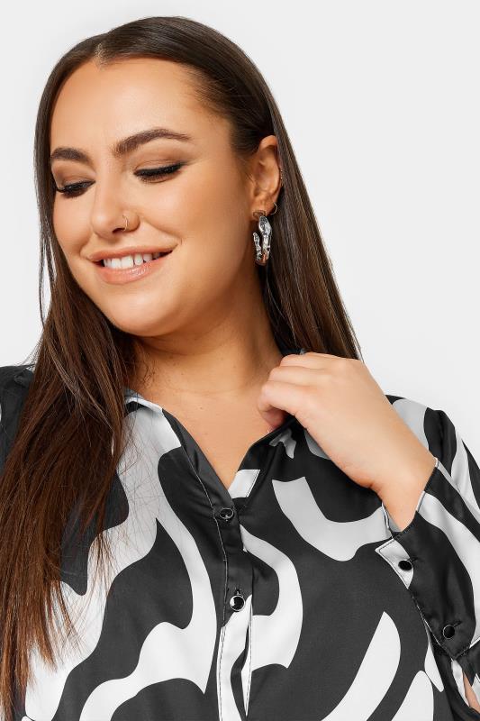YOURS Plus Size Black & White Abstract Print Oversized Shirt | Yours Clothing 4