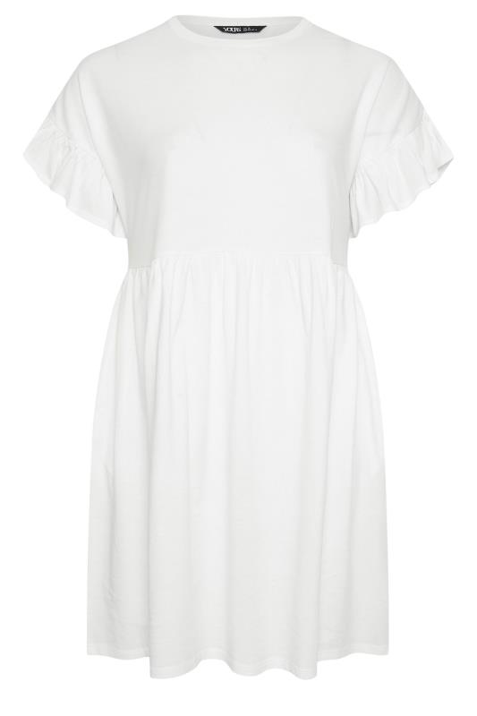 YOURS Plus Size White Frill Sleeve Smock Dress | Yours Clothing 5