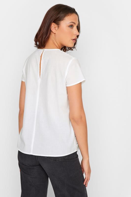 LTS Tall Women's White Broderie Front T-Shirt | Long Tall Sally 3