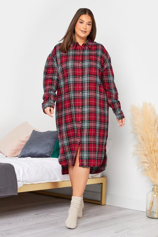 LTS Tall Women's Red Woven Check Nightshirt | Long Tall Sally 2