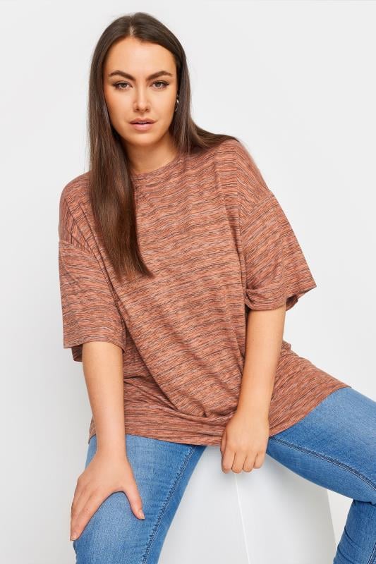  Tallas Grandes YOURS Curve Orange Striped Oversized Top