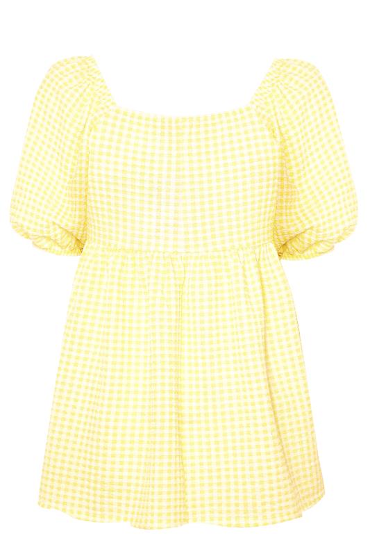LIMITED COLLECTION Curve Lemon Yellow Gingham Milkmaid Top_BK.jpg