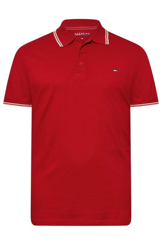 BadRhino Big & Tall Red Essential Tipped Polo Shirt 1