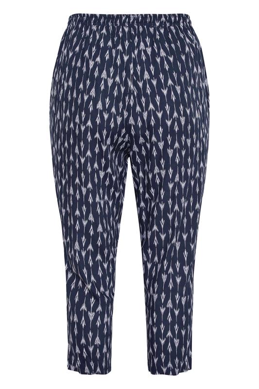 Plus Size Navy Blue Arrow Print Print Cropped Joggers | Yours Clothing  7