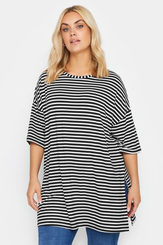  Tallas Grandes YOURS Curve Black Striped Oversized Top