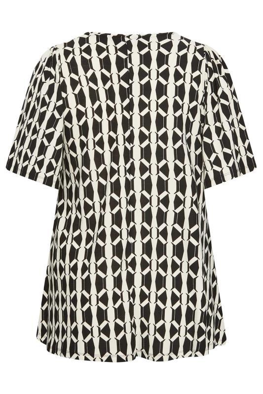 YOURS Plus Size White Geometric Print Pleated Top | Yours Clothing 7