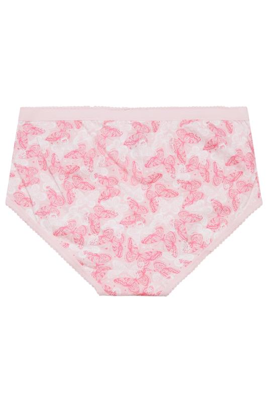 Plus Size 5 PACK Light Pink Butterfly Print Full Briefs | Yours Clothing  5