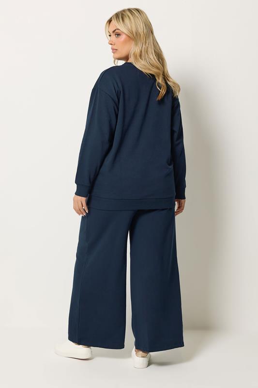 YOURS Plus Size Navy Blue Sweatshirt Jogger & T-Shirt Set | Yours Clothing 5