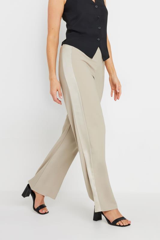 LTS Tall Women's Stone Brown Satin Side Stripe Trousers | Long Tall Sally 4