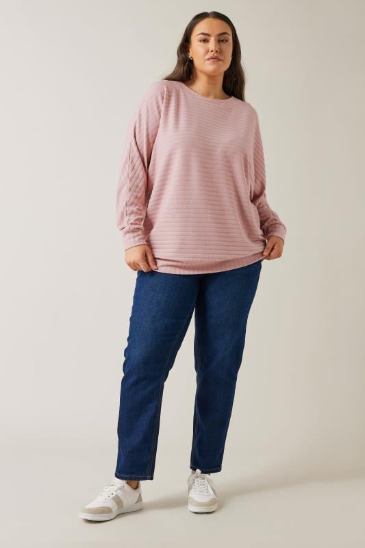 EVANS Plus Size Pink Ribbed Jumper | Evans 3