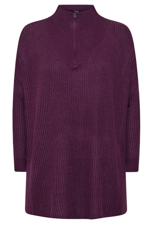 Plus Size Purple Zip Neck Jumper | Yours Clothing 7