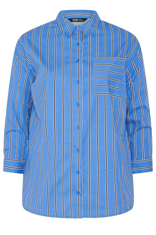 YOURS Plus Size Blue Stripe Button Through Shirt | Yours Clothing 7