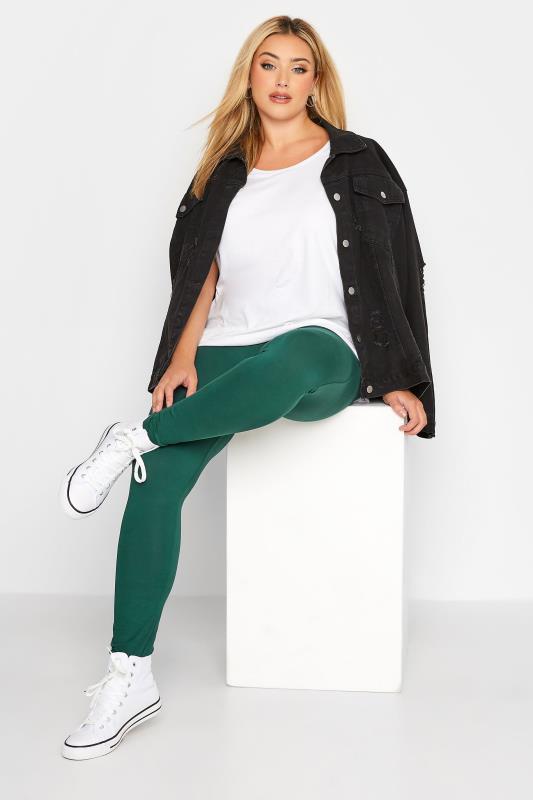 Curve Plus Size Forest Green Leggings | Yours Clothing 2