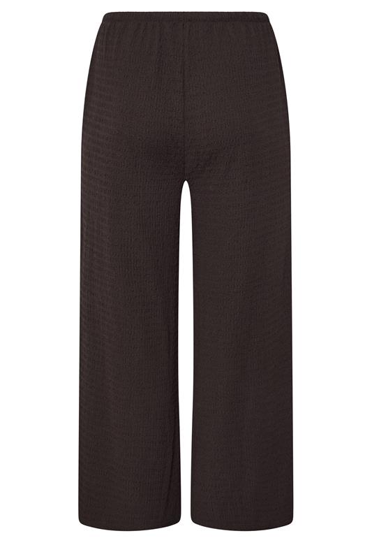 YOURS Plus Size Chocolate Brown Wide Leg Crinkle Trousers | Yours Clothing 7