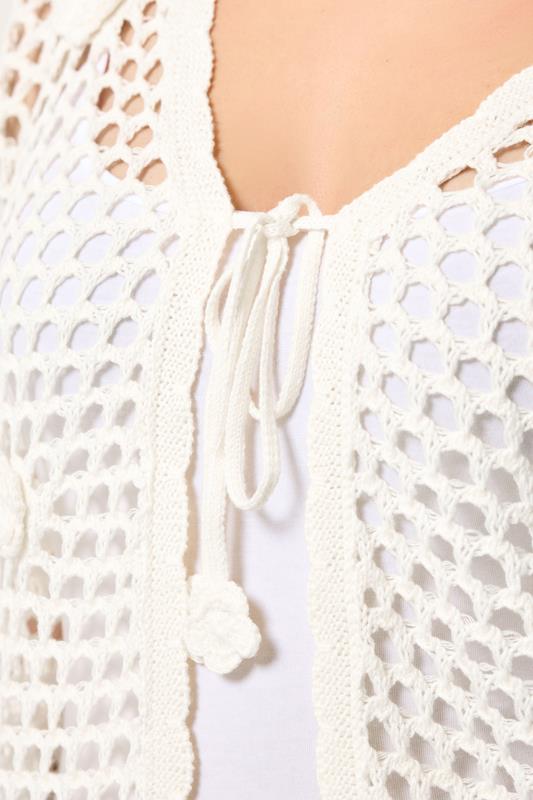 YOURS Plus Size Ivory White Flower Applique Cardigan | Yours Clothing 4
