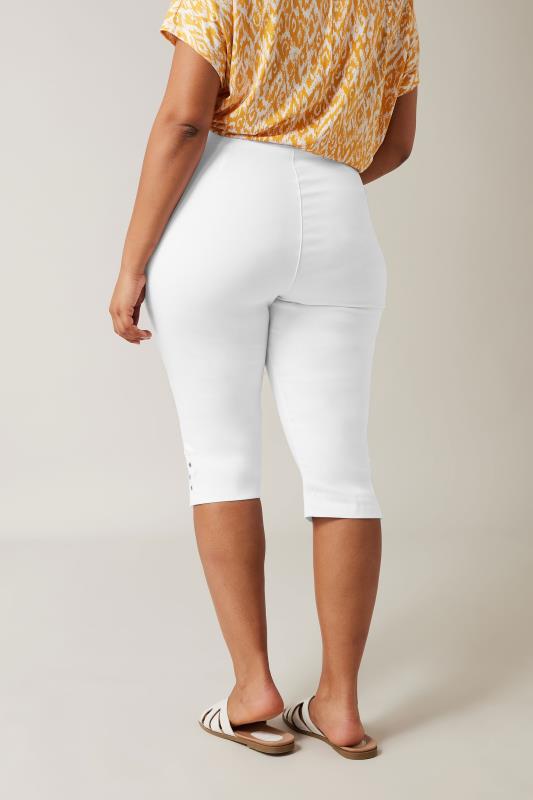 Evans White Cut Out Stud Cropped Leggings 3