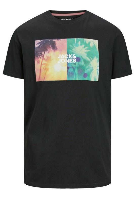 JACK & JONES Big & Tall Black Palm Tree Graphic Short Sleeve T-Shirt | BadRhino 2