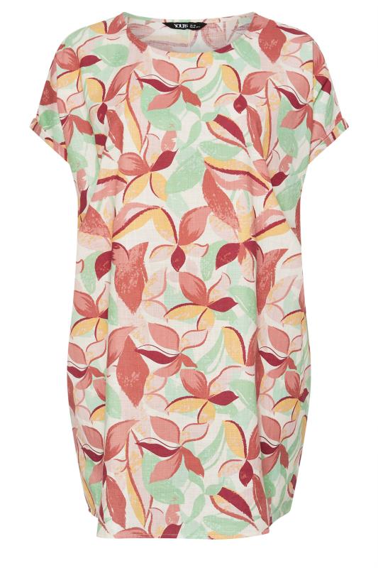 YOURS Plus Size Green & Orange Leaf Print Tunic Dress | Yours Clothing 6