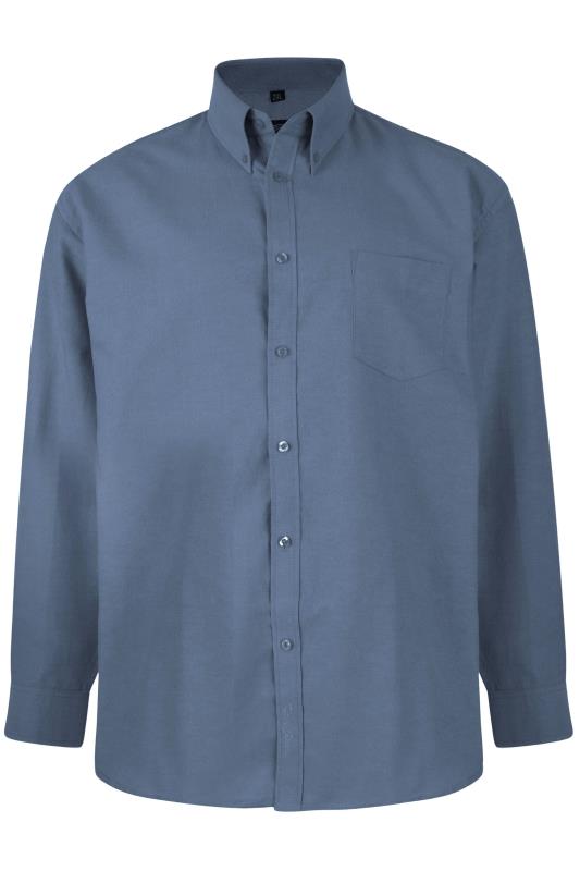 KAM Big & Tall Dark Blue Oxford Long Sleeve Shirt | BadRhino 2