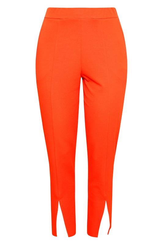 LIMITED COLLECTION Curve Bright Orange Split Hem Tapered Trousers 5